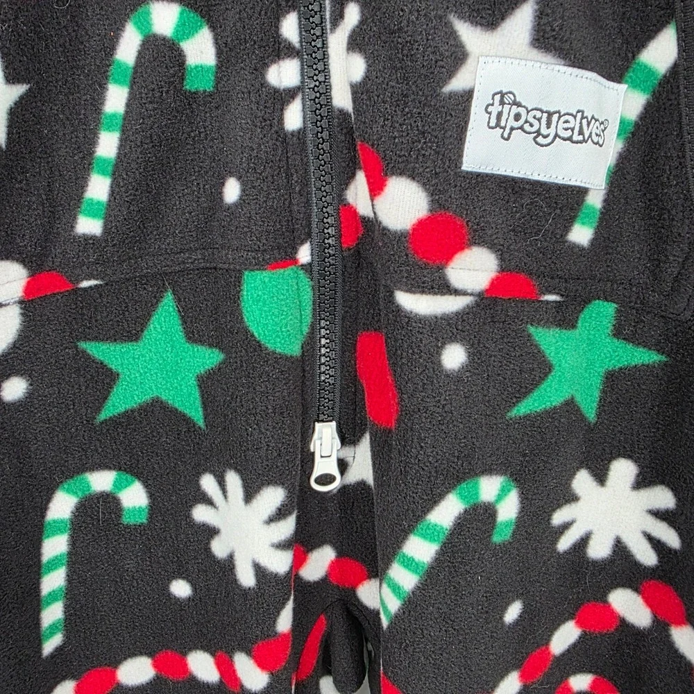 TIPSY ELVES Holiday Goodies One Piece Jumpsuit‎ Fleece Christmas Pajamas S NWT